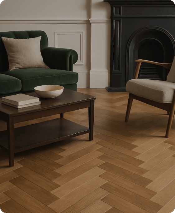 Barbers Flooring | Product Supplier | displaying a light brown coloured wooden floor in a pattern
